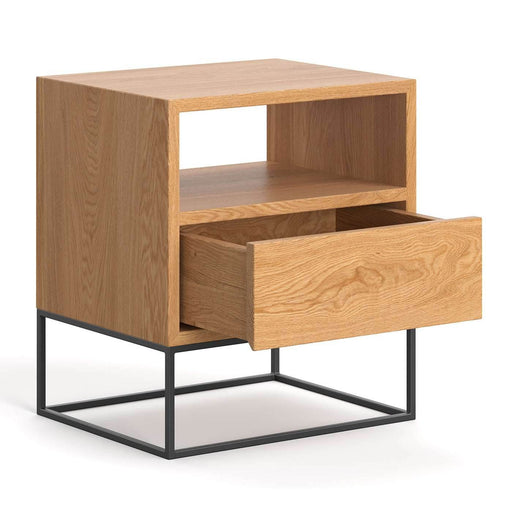 Industrial Nachttisch aus massiver Eiche | Bestelltisch Moon mit Schublade -