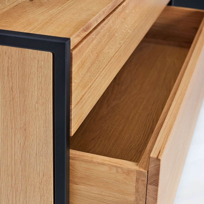 Industrial Sideboard aus massiver Eiche | Kommode Moon mit vier Schubladen - in verschiedenen Größen - 80 x 50 x 110