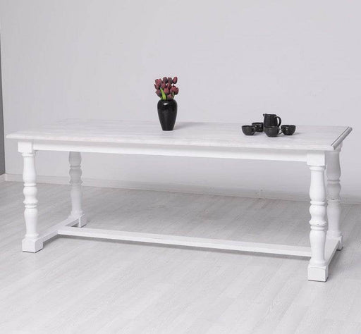 Massiver Esstisch im Landhausstil mit gedrehten Beinen - 210 x 90 x 78 / Vintage | Weiß