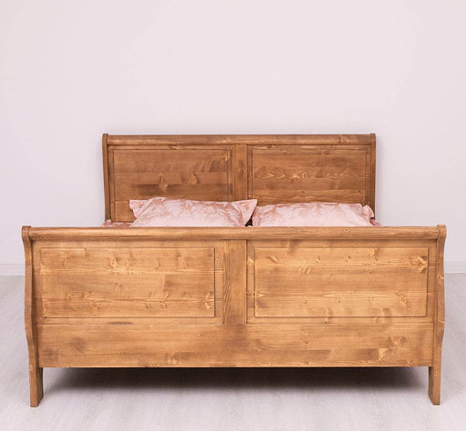 Bett im Landhausstil aus Massivholz mit geschwungenem Kopf- und Fußteil - 90 x200