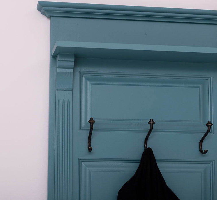 Garderobe aus Massivholz mit 6 Haken und 2 Staufächern unifarben -