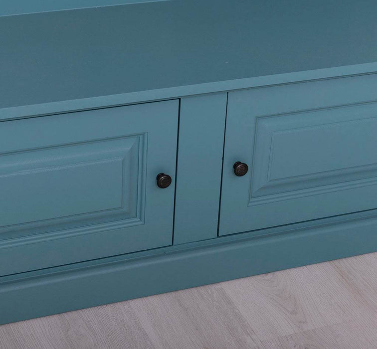 Garderobe aus Massivholz mit 6 Haken und 2 Staufächern unifarben -