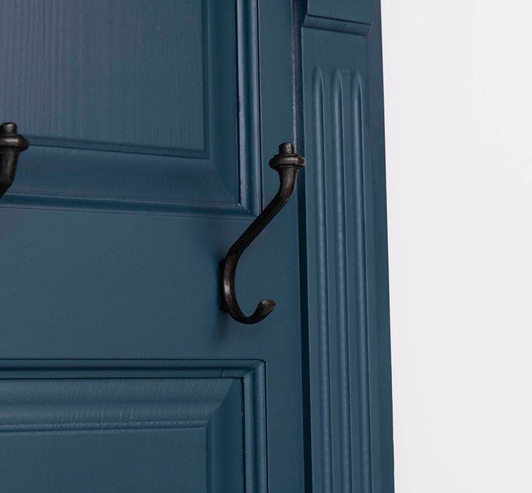Garderobe aus Massivholz mit 6 Haken und 2 Staufächern unifarben -