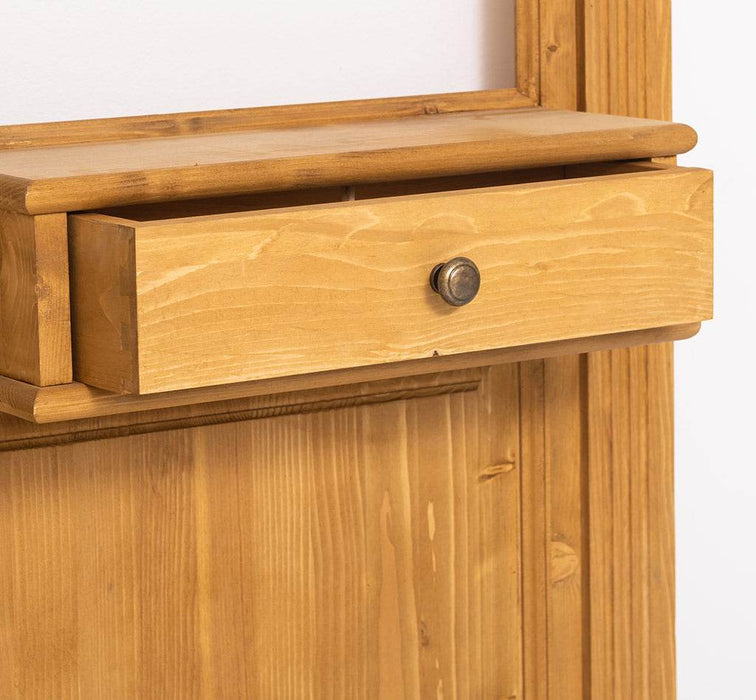 Garderobe aus Massivholz mit Spiegel und Ablage -