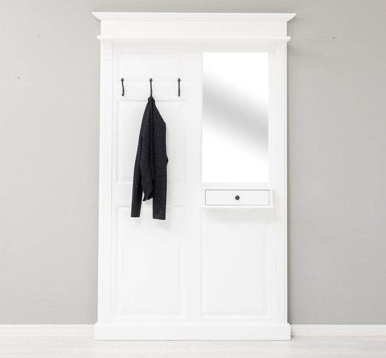 Garderobe aus Massivholz mit Spiegel und Ablage -