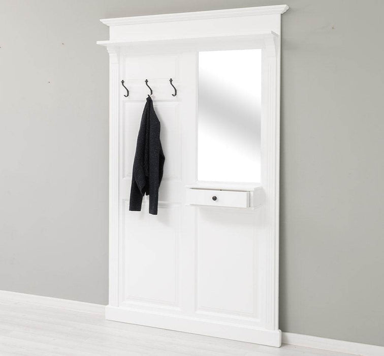 Garderobe aus Massivholz mit Spiegel und Ablage -