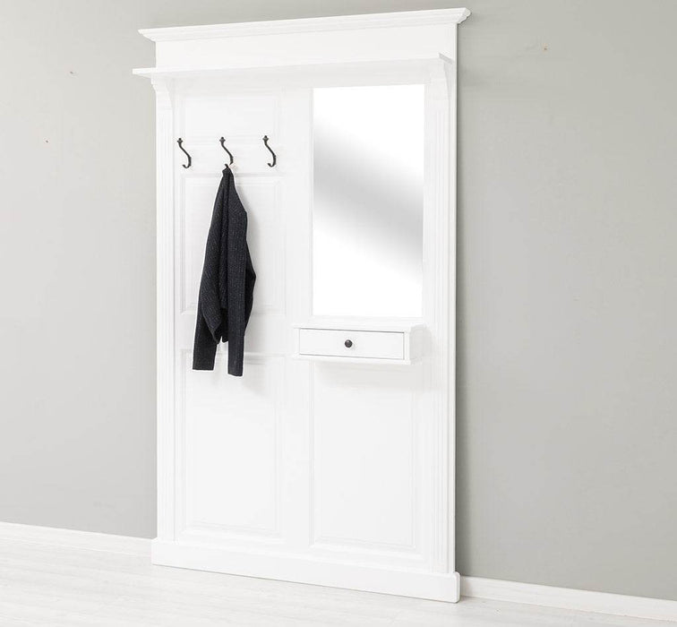 Garderobe aus Massivholz mit Spiegel und Ablage -