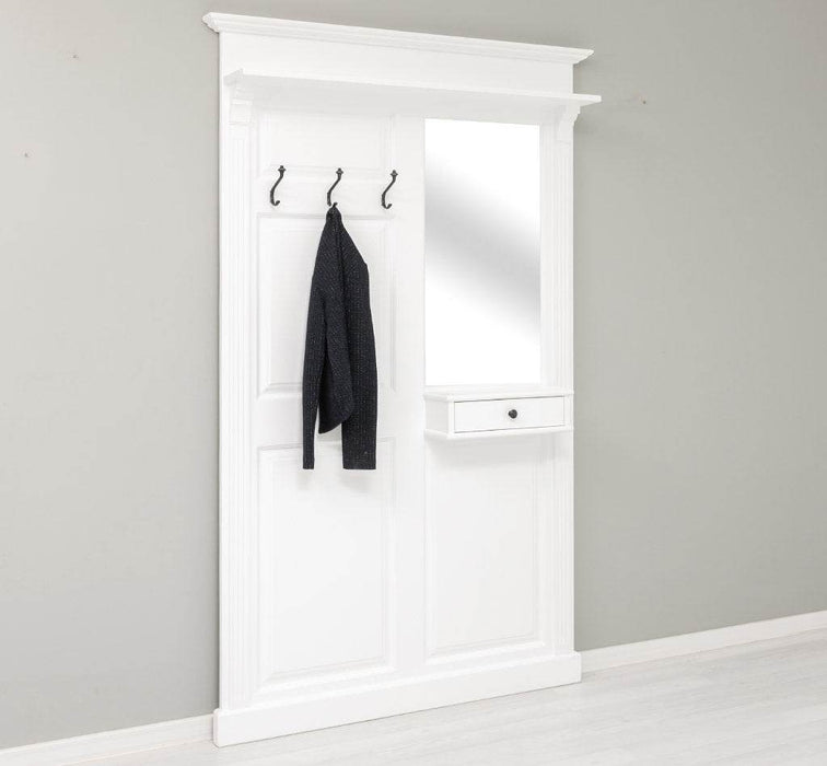 Garderobe aus Massivholz mit Spiegel und Ablage -