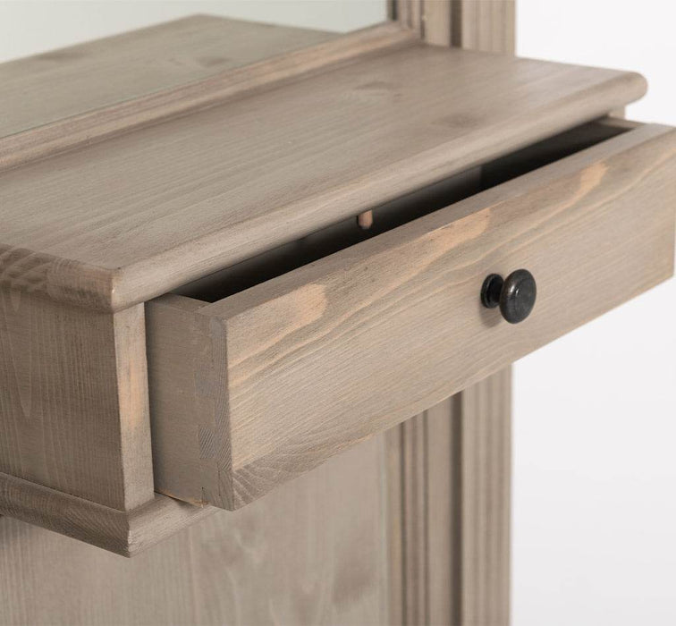 Garderobe aus Massivholz mit Spiegel und Ablage -