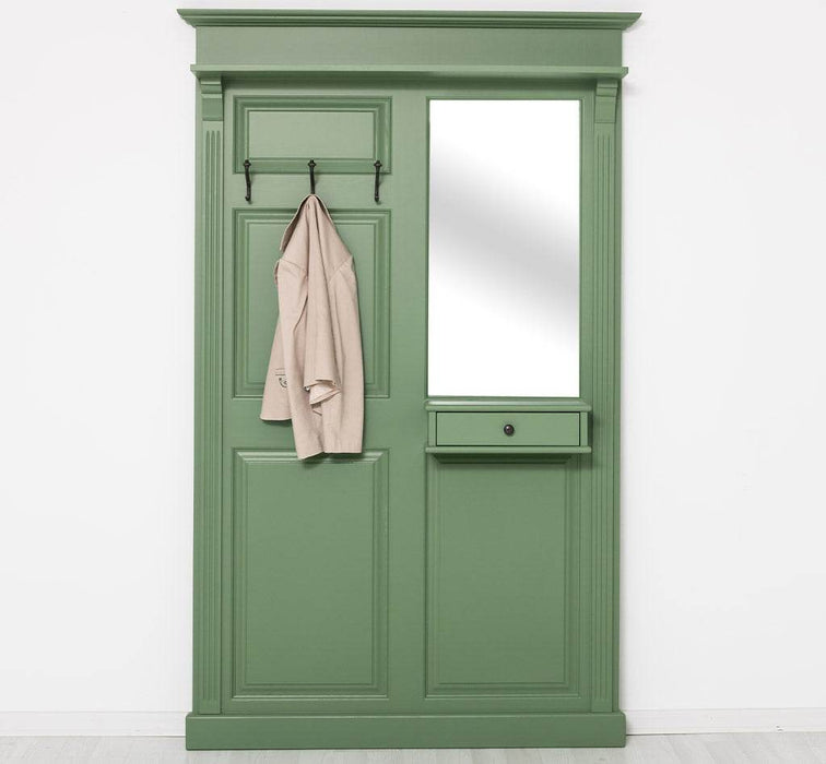 Garderobe aus Massivholz mit Spiegel und Ablage -