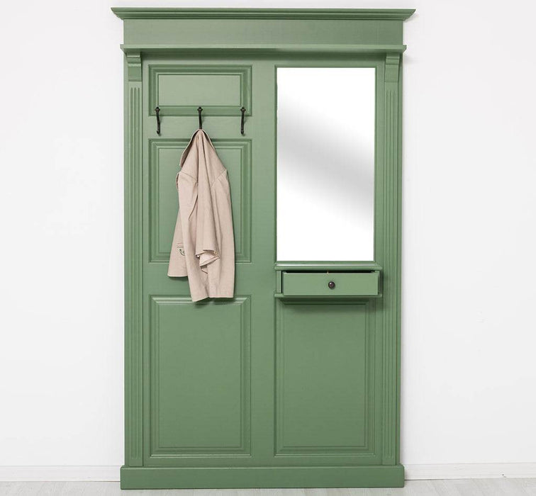Garderobe aus Massivholz mit Spiegel und Ablage -