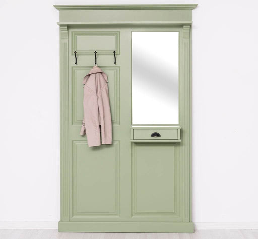 Garderobe aus Massivholz mit Spiegel und Ablage -
