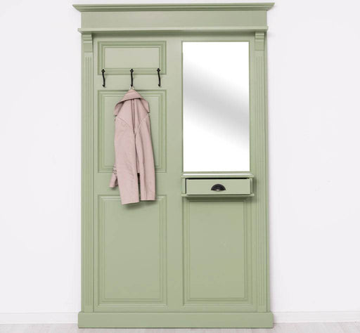 Garderobe aus Massivholz mit Spiegel und Ablage -