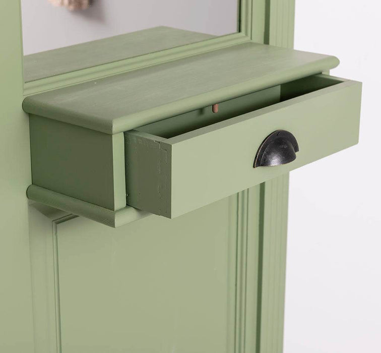 Garderobe aus Massivholz mit Spiegel und Ablage -