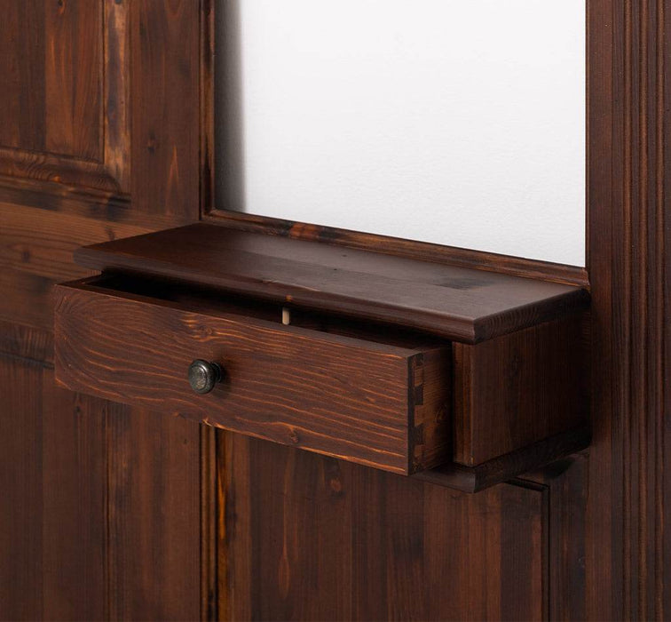 Garderobe aus Massivholz mit Spiegel und Ablage -