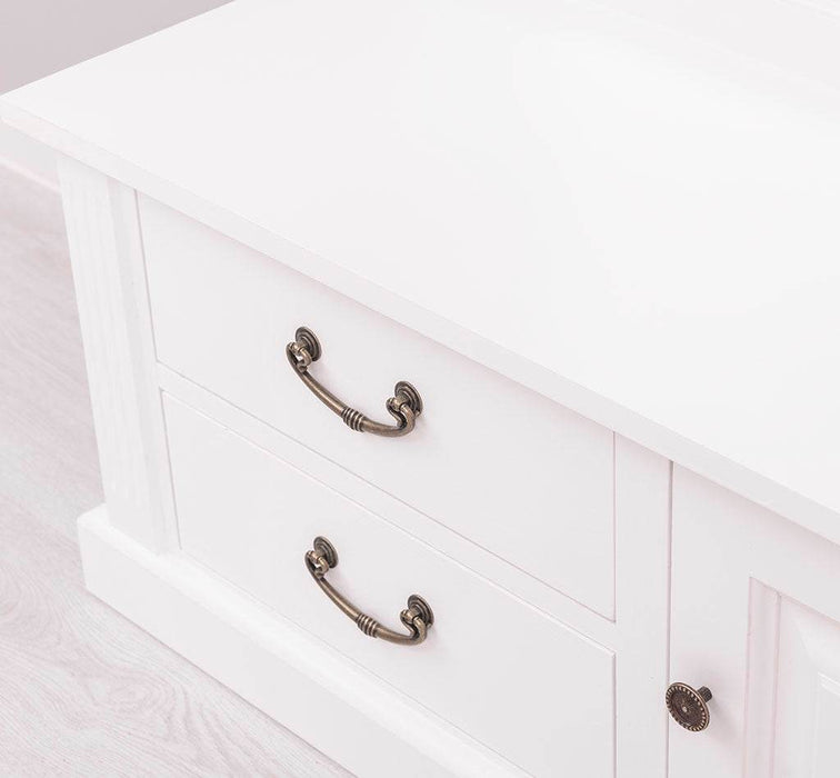 Garderobe aus Massivholz mit Spiegel und Staufächern -