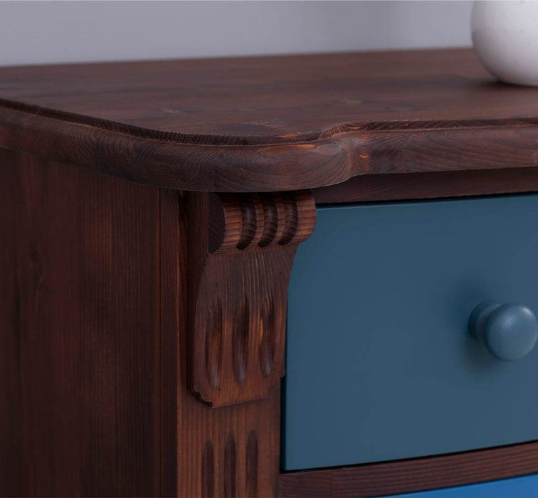 Geschwungene Landhauskommode aus Massivholz mit 6 Schubladen - Eiche | Grün