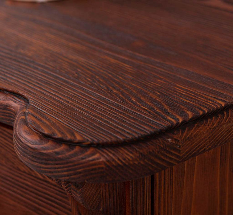 Geschwungene Landhauskommode aus Massivholz mit 6 Schubladen - Eiche | Grün