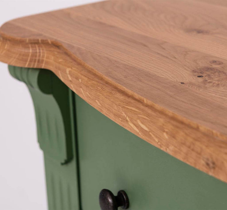 Geschwungene Landhauskommode aus Massivholz mit 6 Schubladen - Eiche | Grün