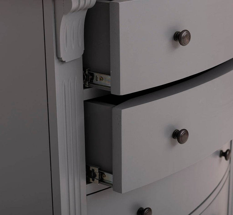 Geschwungene Landhauskommode aus Massivholz mit 6 Schubladen - Eiche | Grün