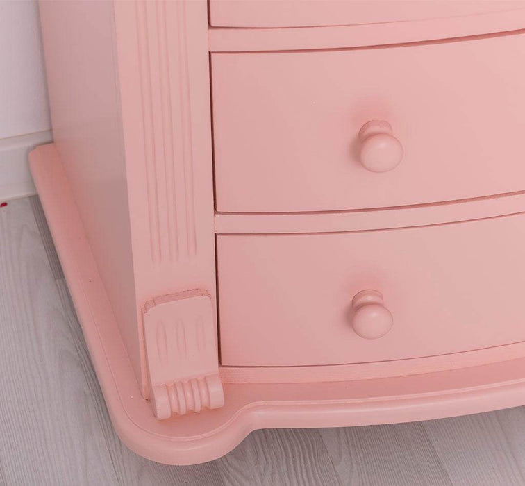 Geschwungene Landhauskommode aus Massivholz mit 6 Schubladen - Eiche | Grün