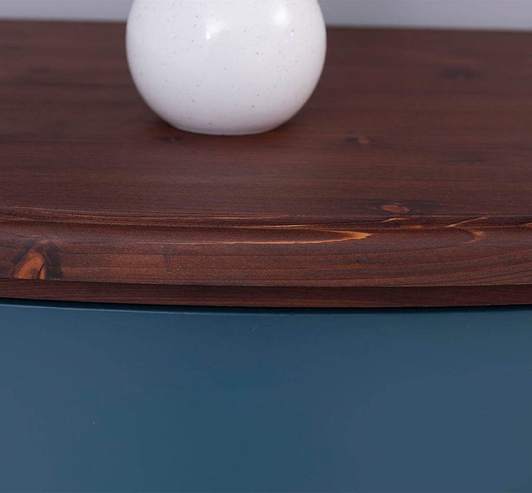 Geschwungene Landhauskommode aus Massivholz mit 6 Schubladen - Eiche | Grün