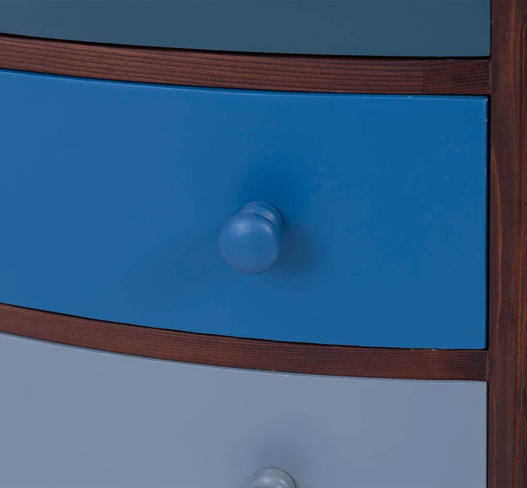 Geschwungene Landhauskommode aus Massivholz mit 6 Schubladen - Eiche | Grün