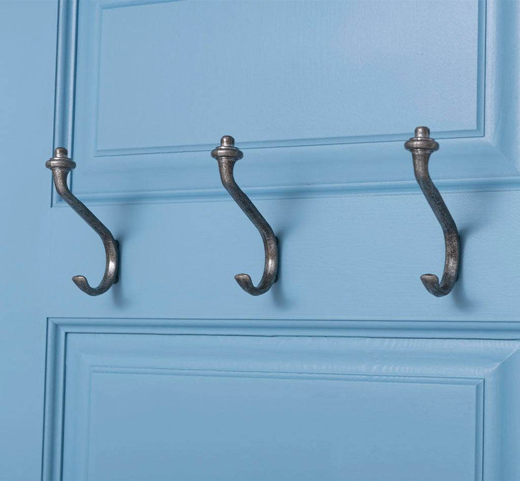 Große Garderobe aus Massivholz mit Kleiderhaken, Spiegel, Hutablage und Bank- uni -