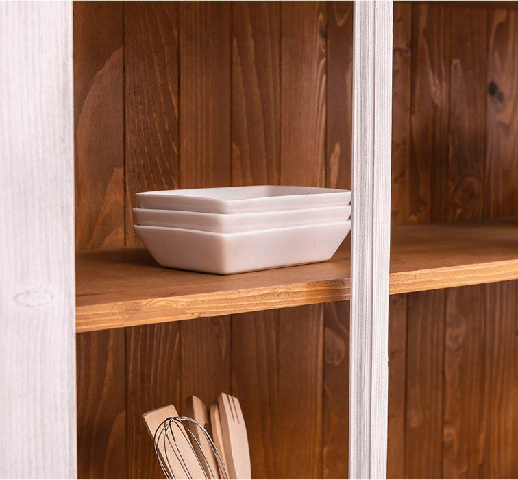 Großer Geschirrschrank aus Massivholz | Vitrine | 2-teilig | 9 Türen | 6 Schubladen -