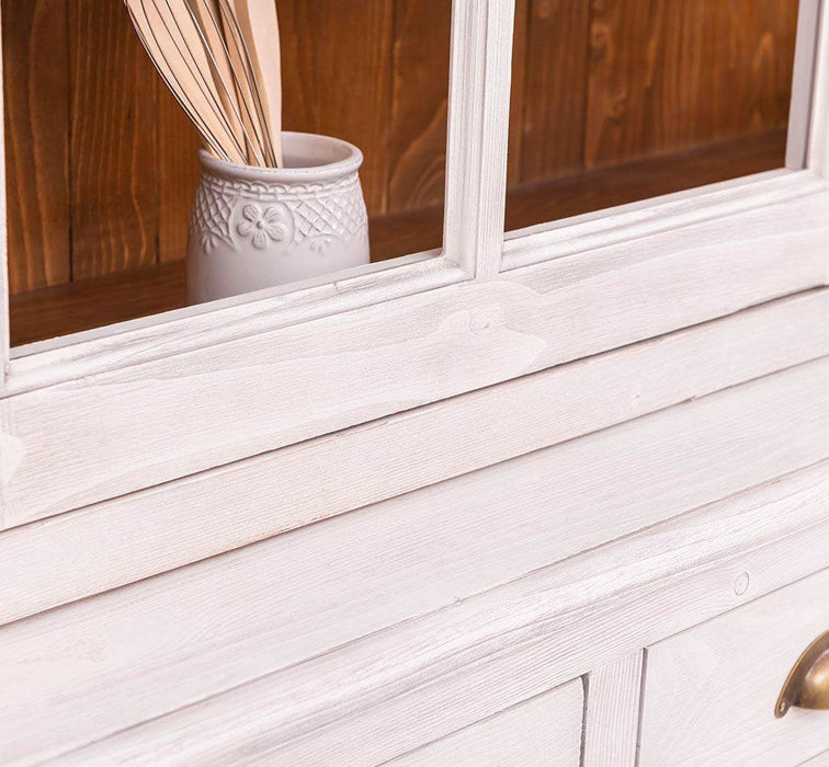 Großer Geschirrschrank aus Massivholz | Vitrine | 2-teilig | 9 Türen | 6 Schubladen -