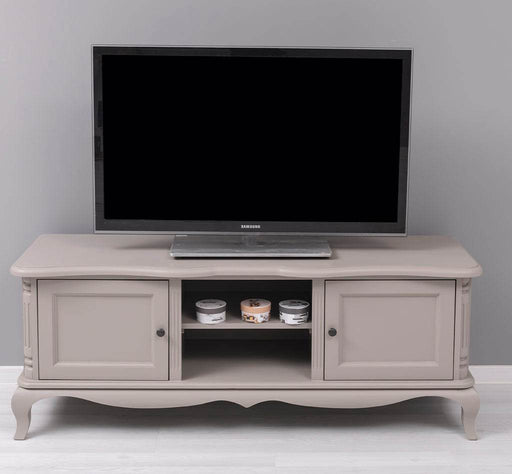 Großes Barock TV Sideboard mit 2 Türen - geschwungene Kommode - Taupegrau