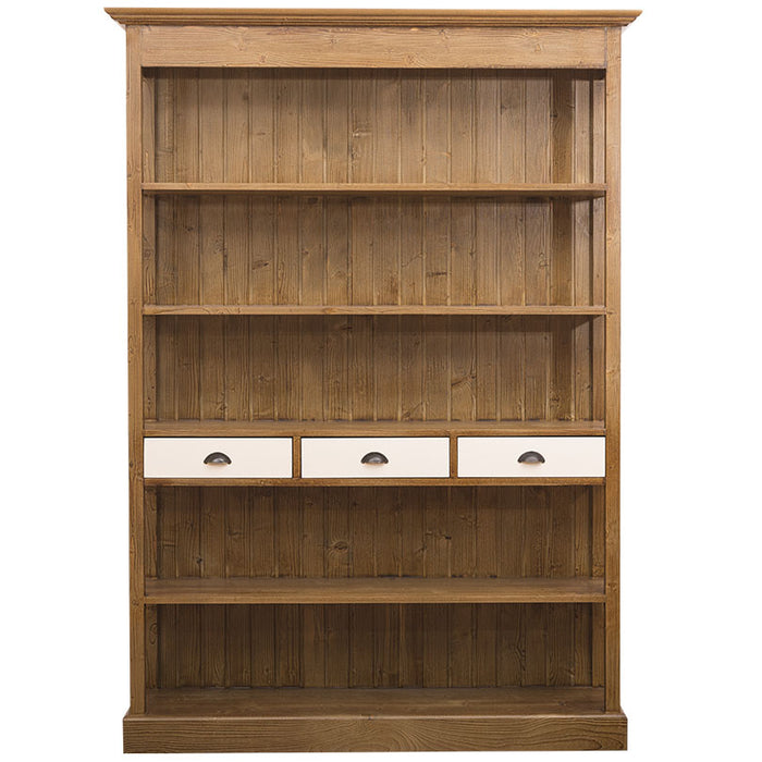 Großes Landhausregal mit 3 Schubladen - Offenes Standregal