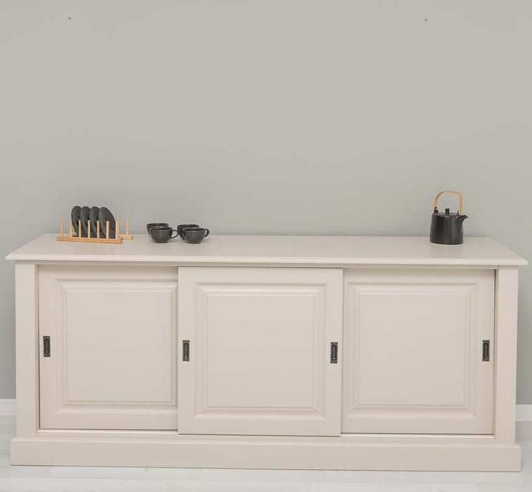 Großes Massivholz- Sideboard mit drei Schiebetüren - Lowboard
