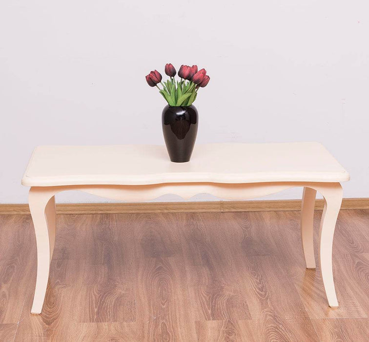 Kleiner Couchtisch im geschwungenen Stil | Beistelltisch aus Massivholz - Apricot