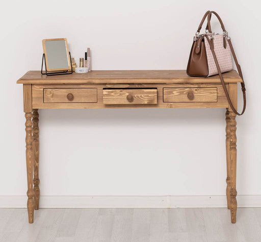 Konsolentisch aus Massivholz | Wandtisch mit gedrehten Beinen -