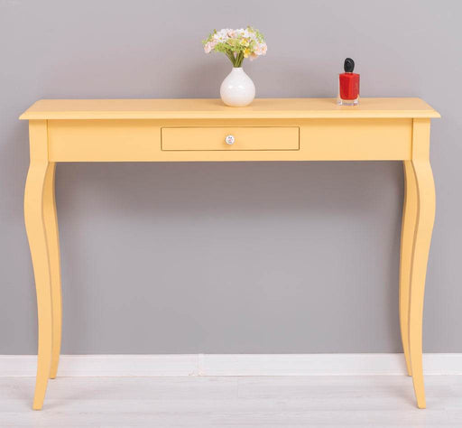 Konsolentisch aus Massivholz mit Schublade und geschwungenen Beinen -