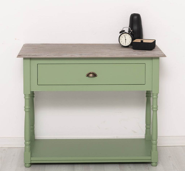 Konsolentisch aus Massivholz mit gedrehten Beinen -