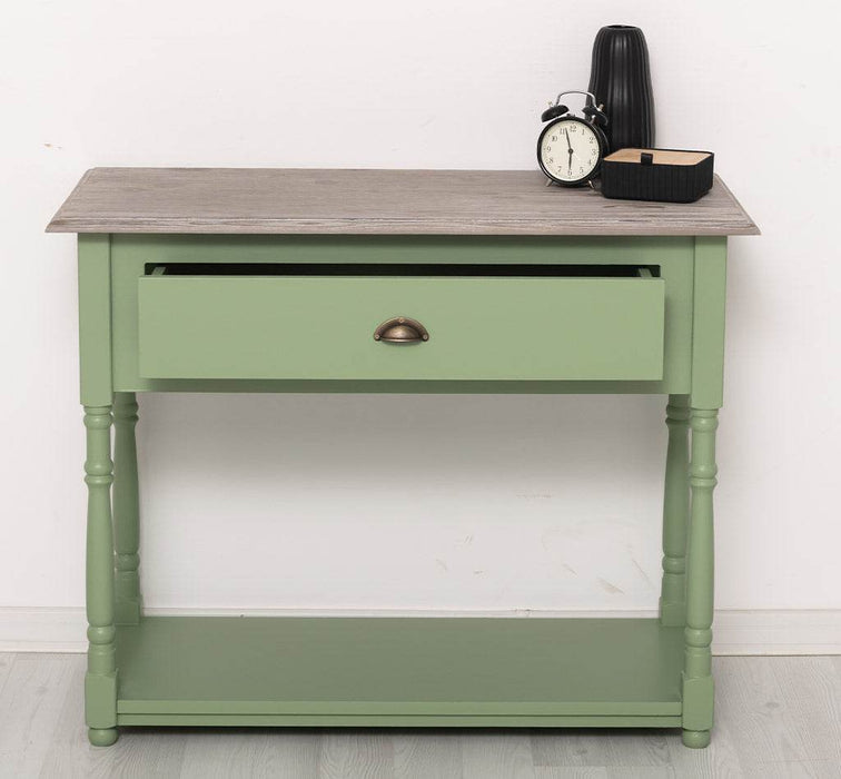 Konsolentisch aus Massivholz mit gedrehten Beinen -