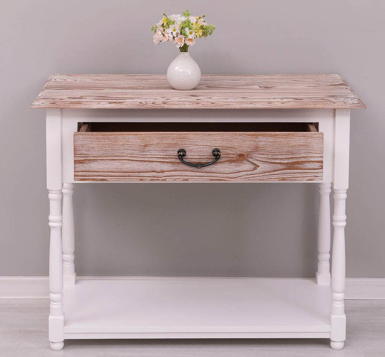 Konsolentisch aus Massivholz mit gedrehten Beinen -