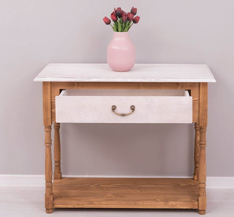 Konsolentisch aus Massivholz mit gedrehten Beinen -