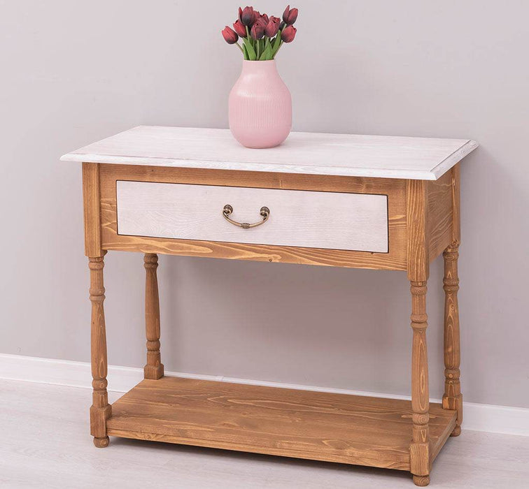 Konsolentisch aus Massivholz mit gedrehten Beinen -