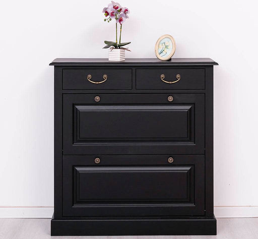 Landhaus Schuhschrank aus Massivholz mit zwei Kippfächern - in verschiedenen Farben -