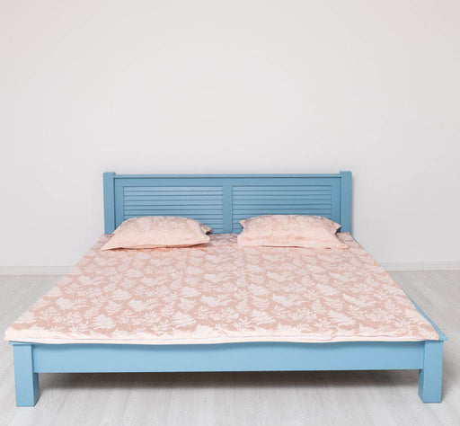 Landhausbett aus Massivholz mit Lamellen in verschiedenen Größen & Farben - Blau / 90x200