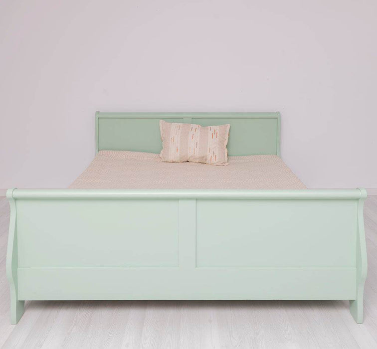 Landhausbett mit geschwungenem Kopf- und Fußteil mit Schubkästen - Mint / 90 x 200