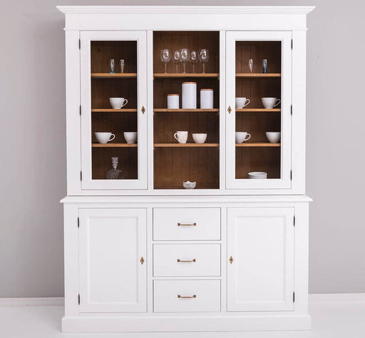 Geschirrschrank aus Massivholz | Vitrine | 2-teilig mit Schubladen -