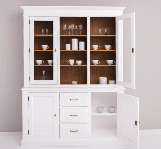 Geschirrschrank aus Massivholz | Vitrine | 2-teilig mit Schubladen -