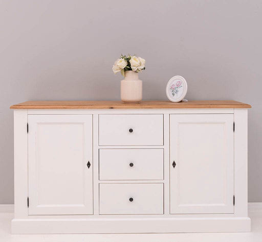 Massivholz Sideboard im Landhausstil mit drei Schubladen und zwei Türen -