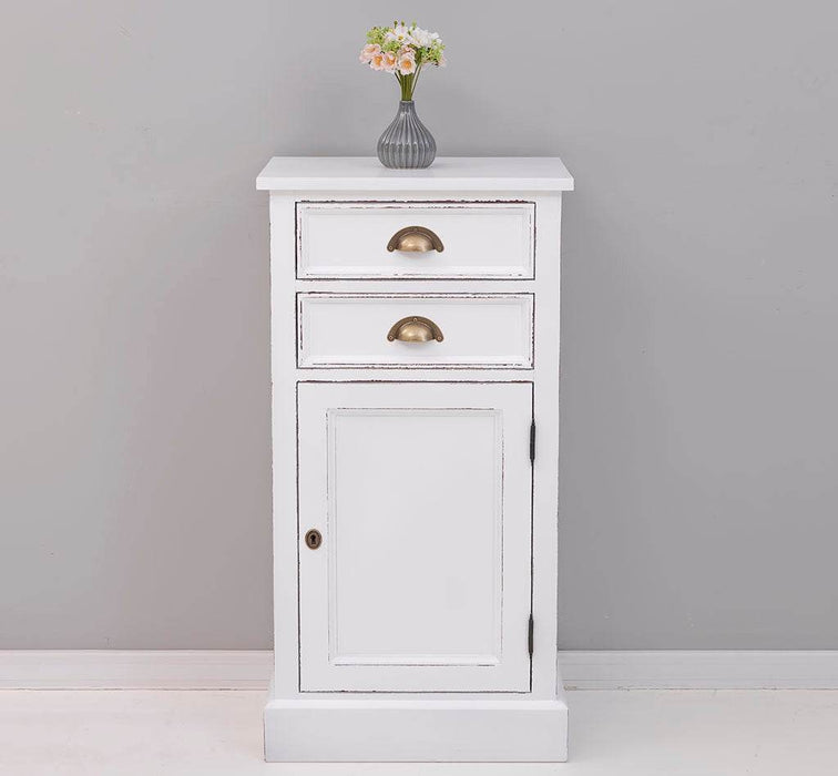 Schlanke Kommode aus Massivholz - in verschiedenen Farben - Vintage - Weiss