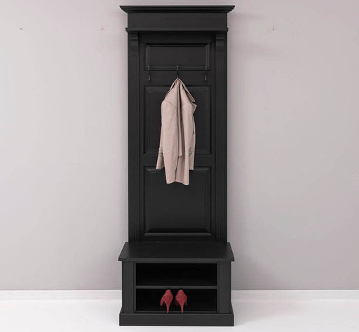 Schmale Garderobe aus Massivholz mit Ablage und 3 Haken uni -