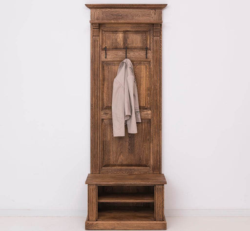 Schmale Garderobe aus massiver Eiche mit Ablage und 3 Haken -